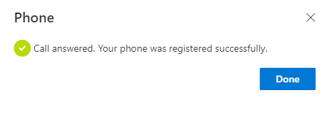 Phone SMS registration success page
